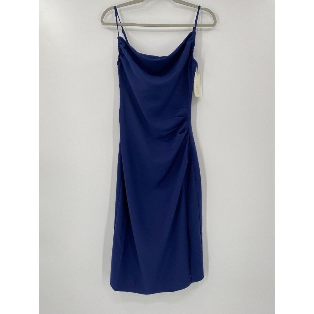 Most of All Natalia Midi Slip Dress Midnight Blue sz 0 (XS) Side Slit Minimalist
